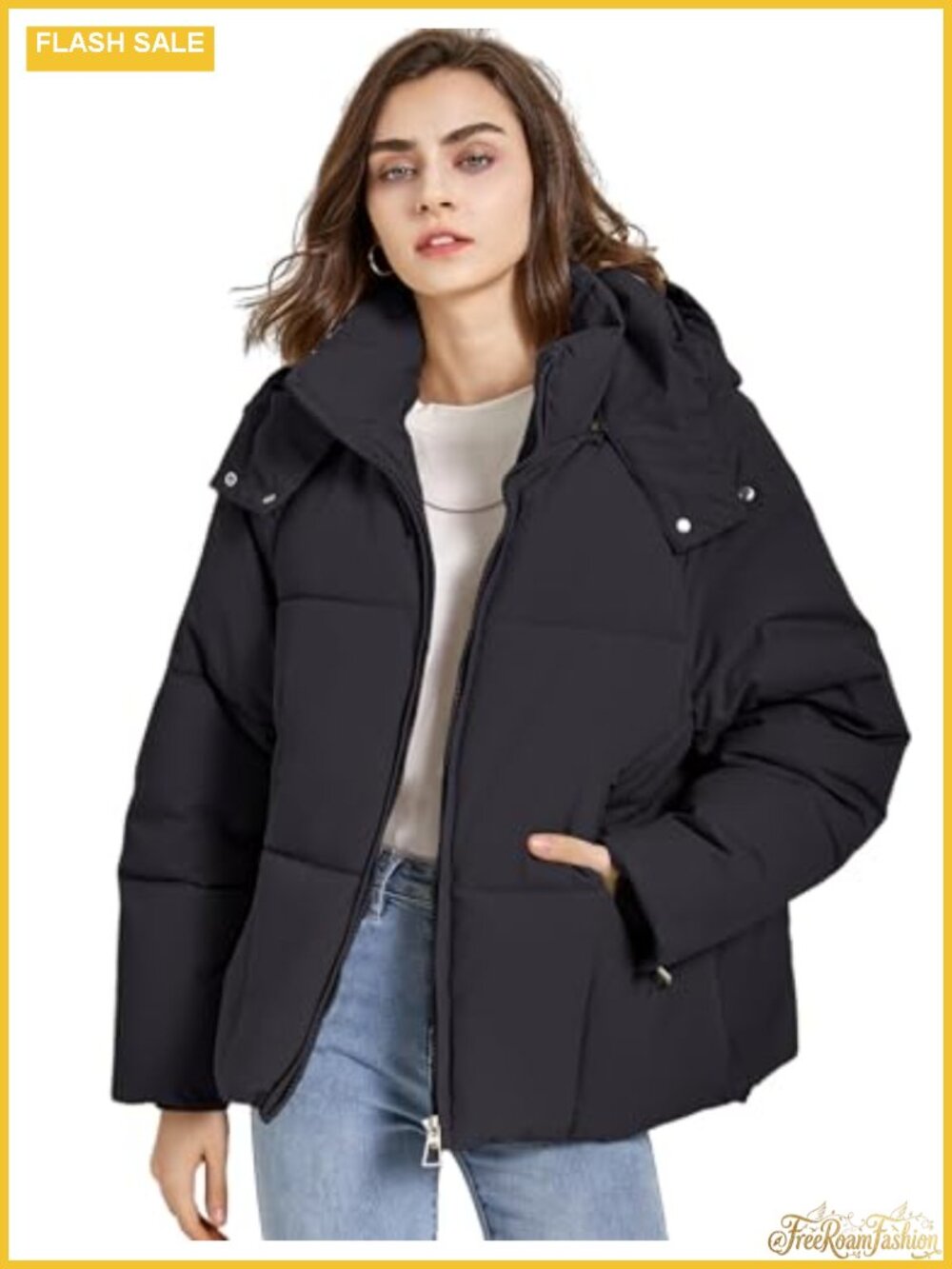 Women's Quilted Puffer Jacket Hooded Warm Winter Coat